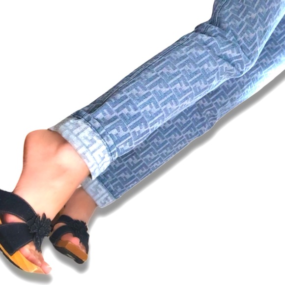 FENDI Vintage Blue Denim Zucca FF Monogram Logo Jeans - Picture 7 of 16